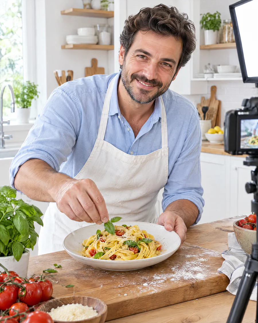 Marco Bellini, home cook, at work