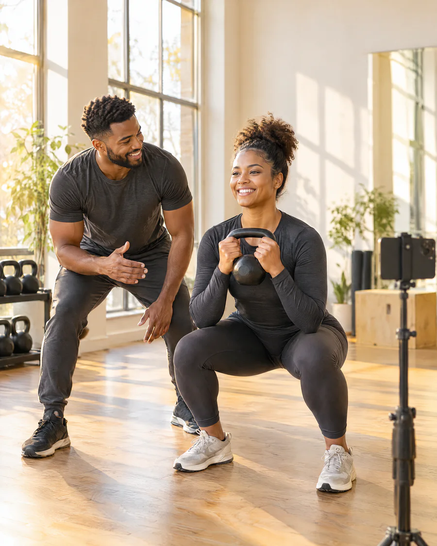 Marcus Reid, personal trainer, at work